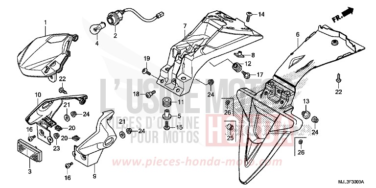 FEU ARRIERE de NC750X "Méca" SWORD SILVER METALLIC (NHA95) de 2014